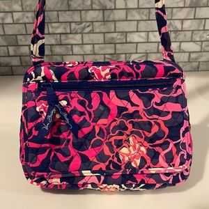 NWOT Vera Bradley cross-body bag in navy, pink and white.